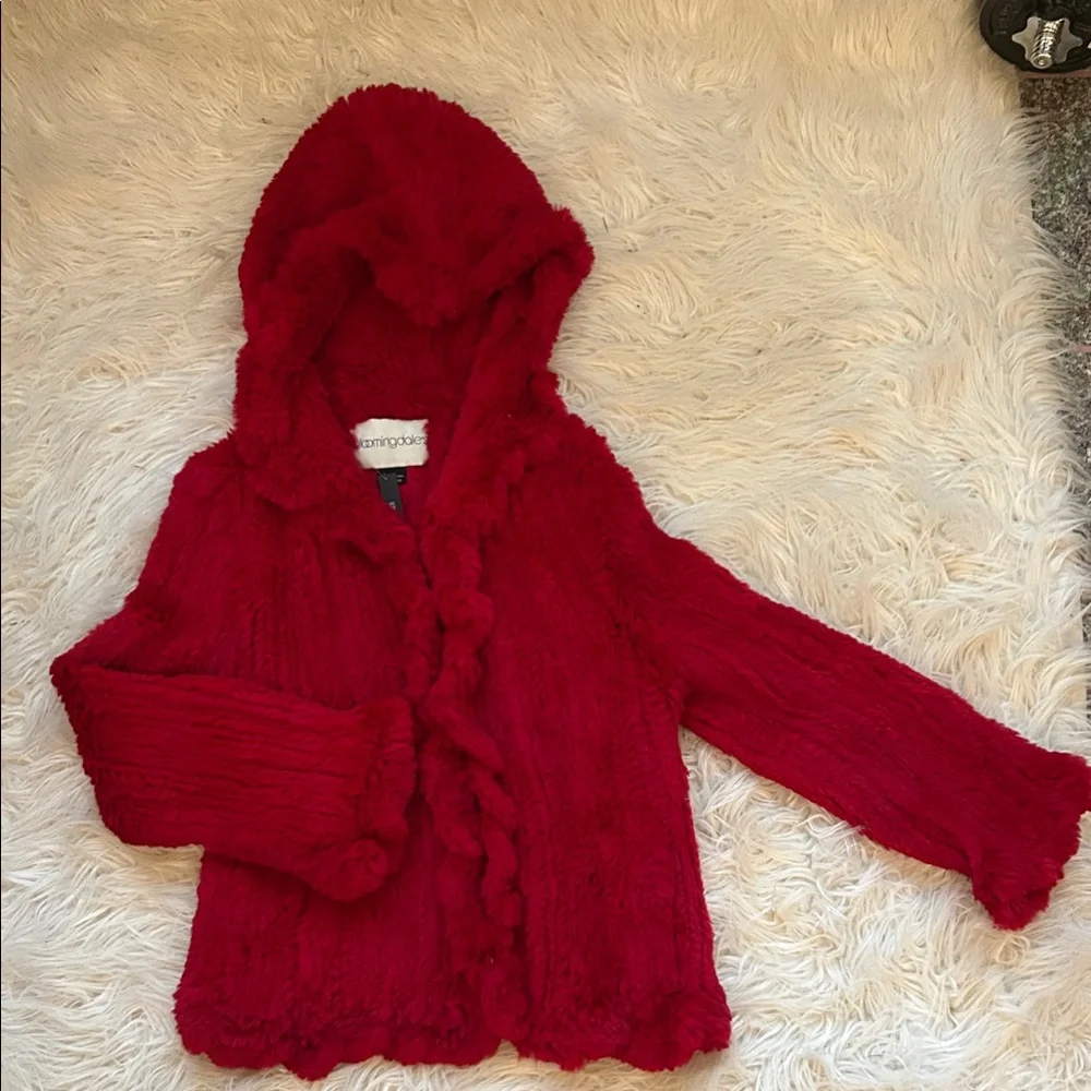 Bloomingdale's Red Fur Jacket - Picture 1 of 4